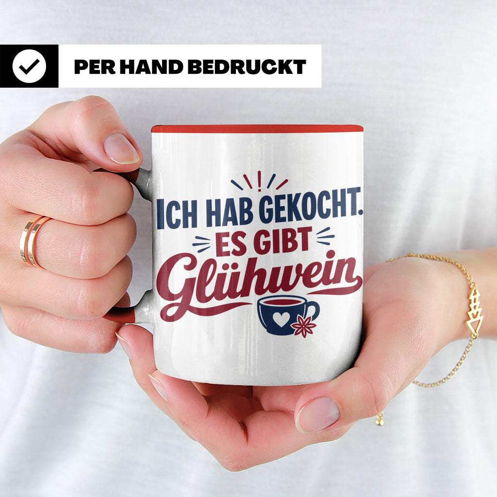 Glühwein Tasse 'Ich hab gekocht', lustiger Weihnachtsmarkt B – Rot [farbe:rot]