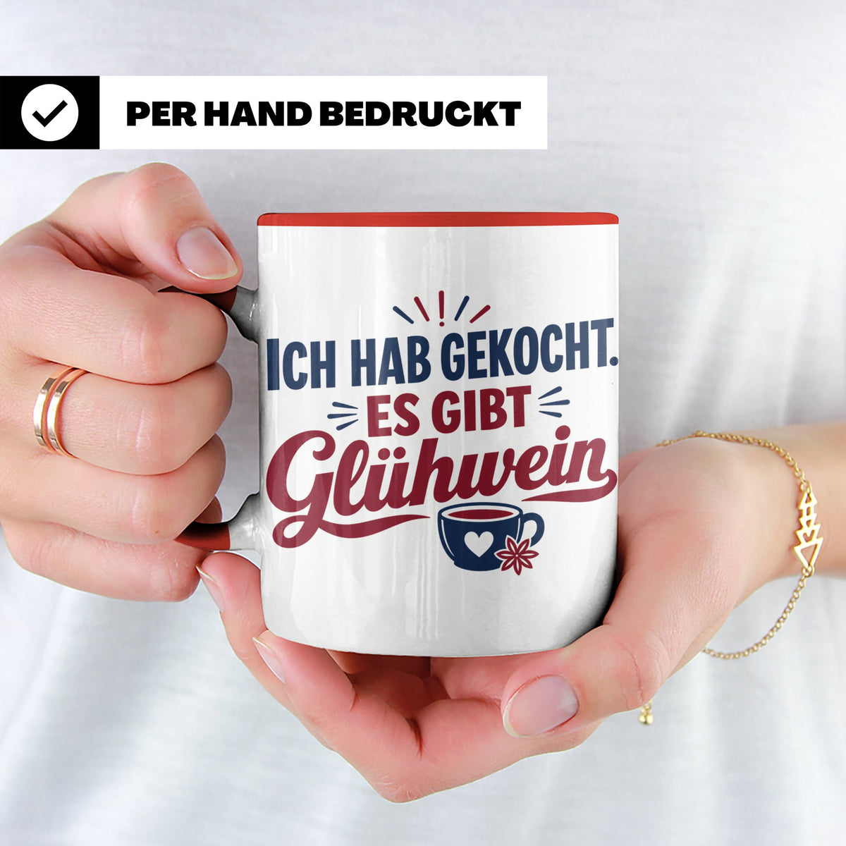 Glühwein Tasse 'Ich hab gekocht', lustiger Weihnachtsmarkt B – Rot [farbe:rot]
