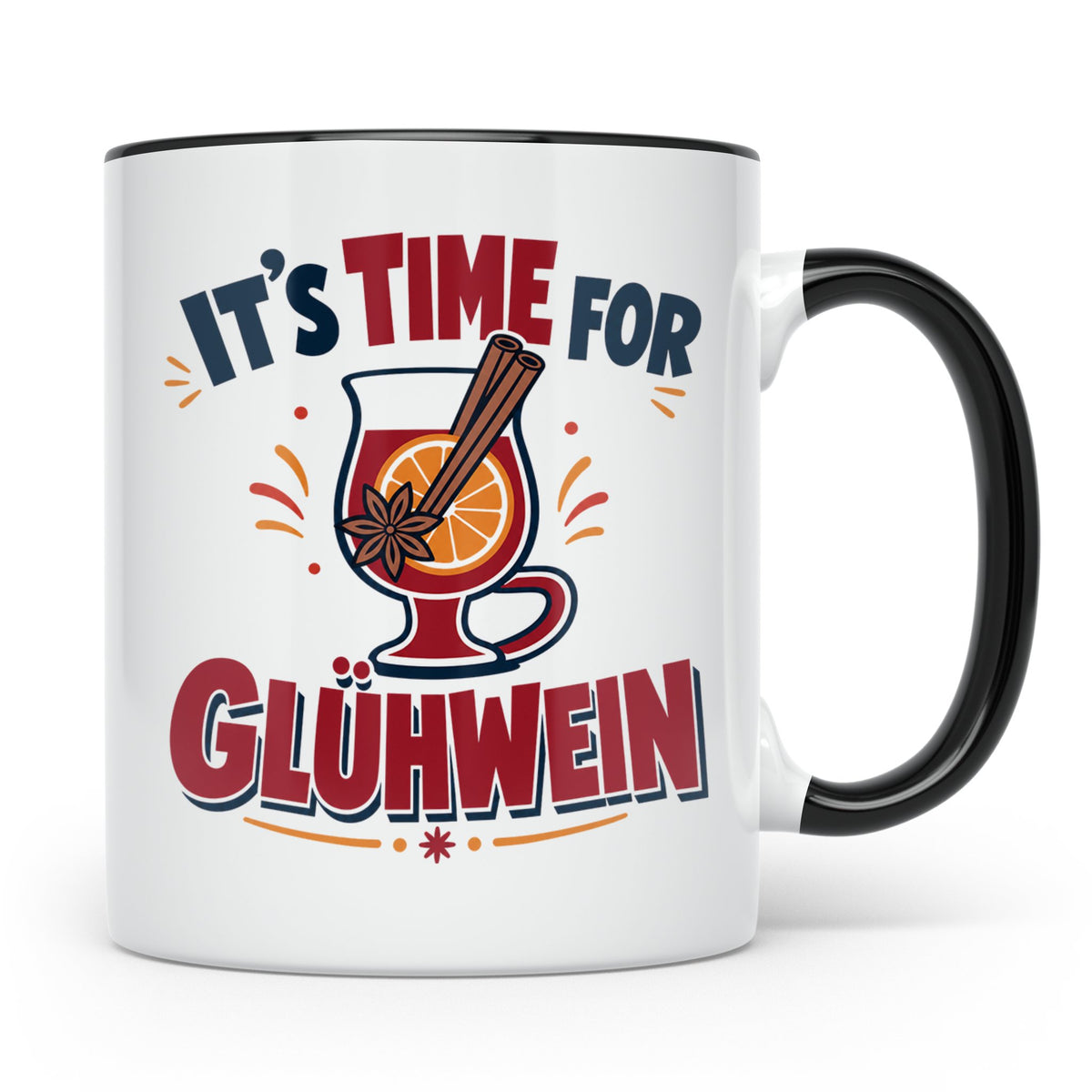 Glühwein Tasse mit Spruch It's Time for Glühwein Weihnachtsm – Schwarz [farbe:schwarz]