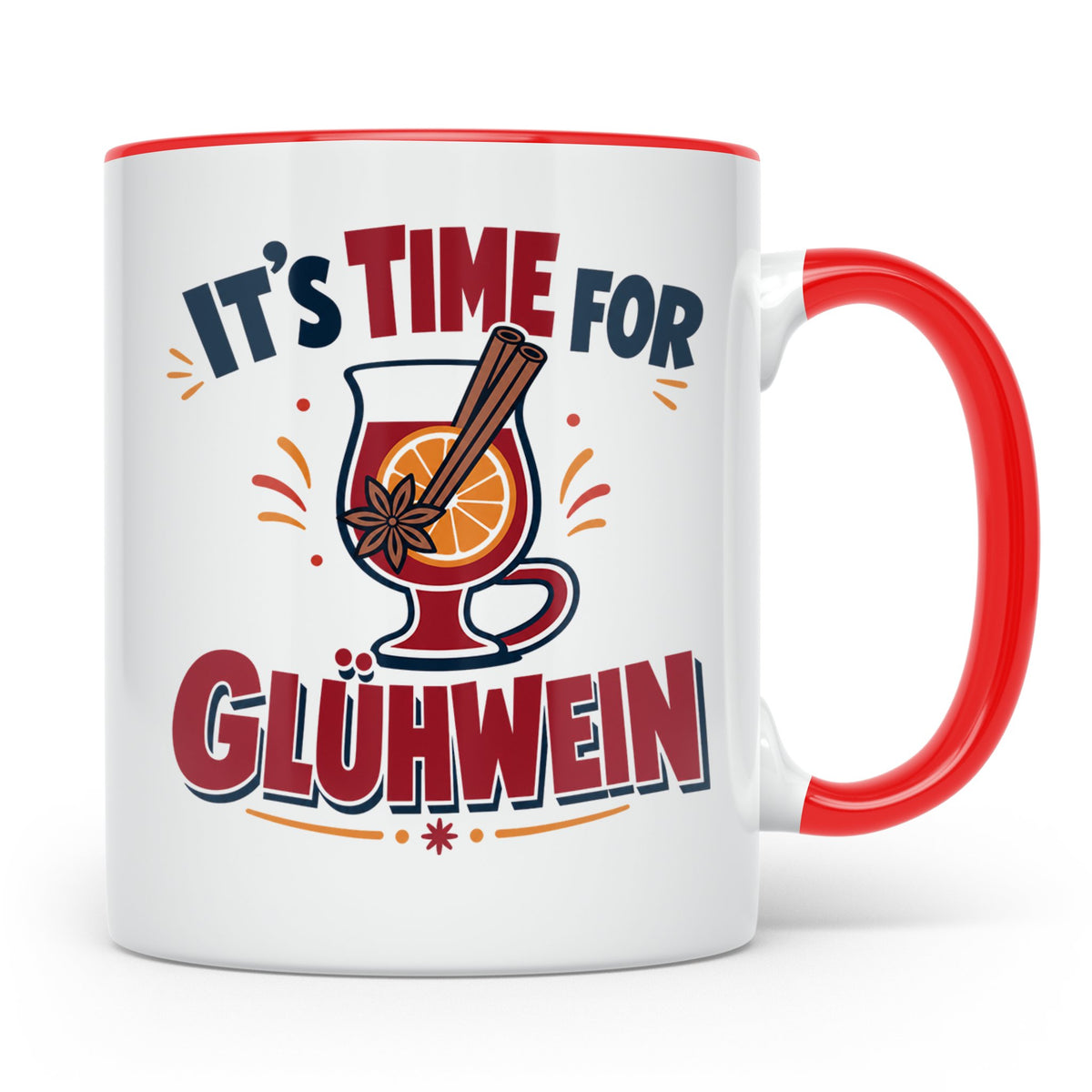 Glühwein Tasse mit Spruch It's Time for Glühwein Weihnachtsm – Rot [farbe:rot]