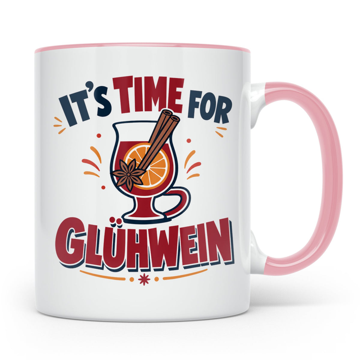 Glühwein Tasse mit Spruch It's Time for Glühwein Weihnachtsm – Rosa [farbe:rosa]