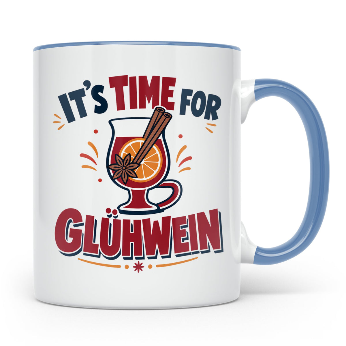 Glühwein Tasse mit Spruch It's Time for Glühwein Weihnachtsm – Blau [farbe:blau]