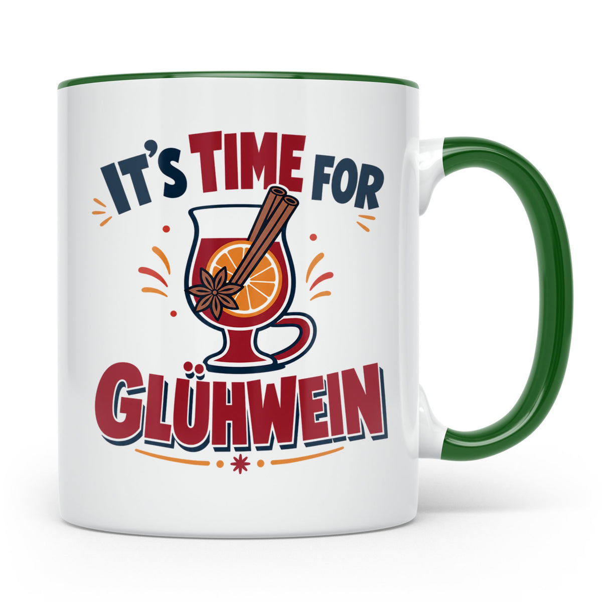 Glühwein Tasse mit Spruch It's Time for Glühwein Weihnachtsm – Grün [farbe:grün]