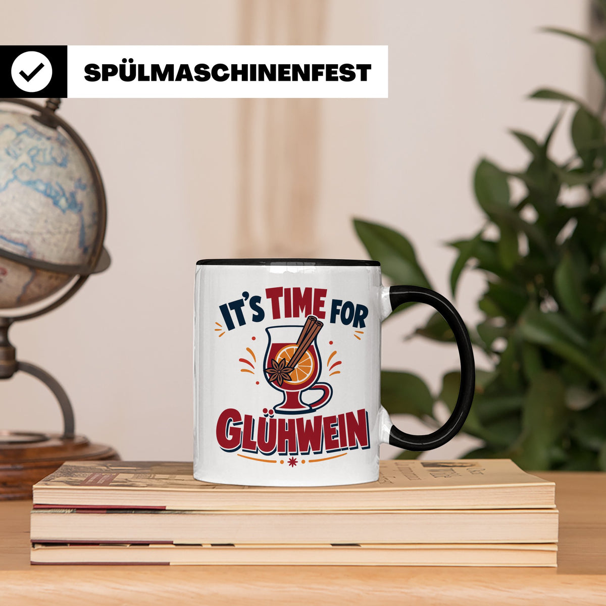 Glühwein Tasse mit Spruch It's Time for Glühwein Weihnachtsm – Schwarz [farbe:schwarz]