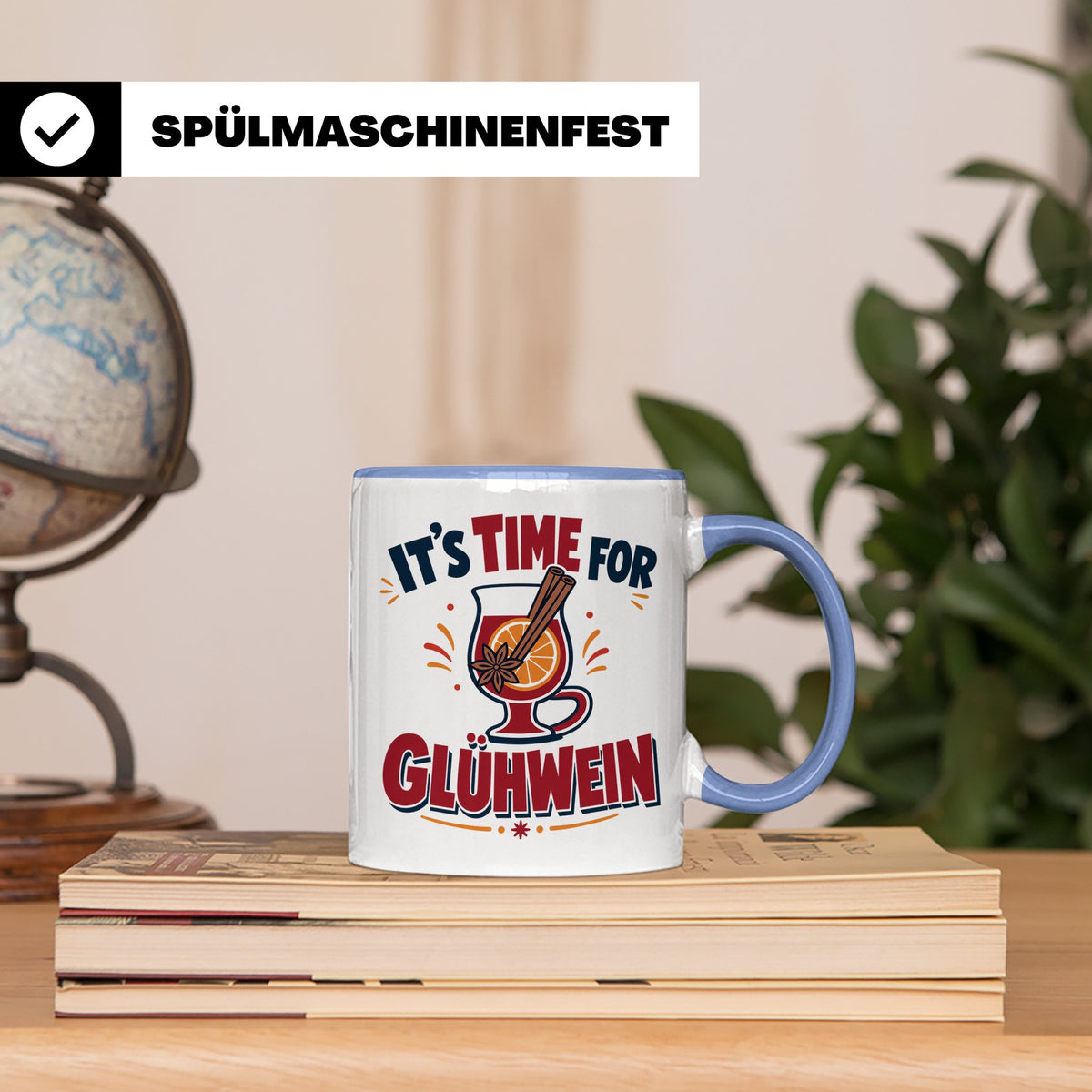 Glühwein Tasse mit Spruch It's Time for Glühwein Weihnachtsm – Blau [farbe:blau]