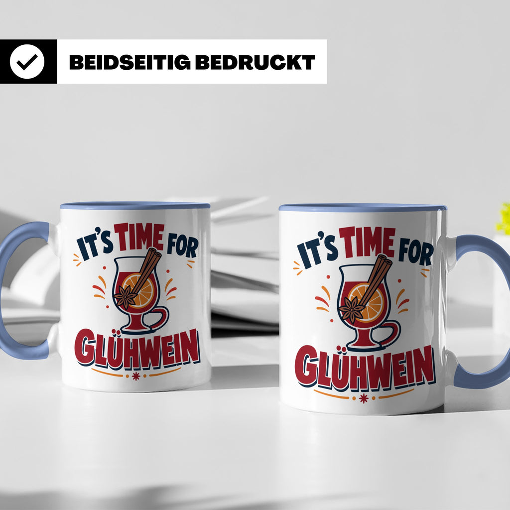 Glühwein Tasse mit Spruch It's Time for Glühwein Weihnachtsm – Blau [farbe:blau]