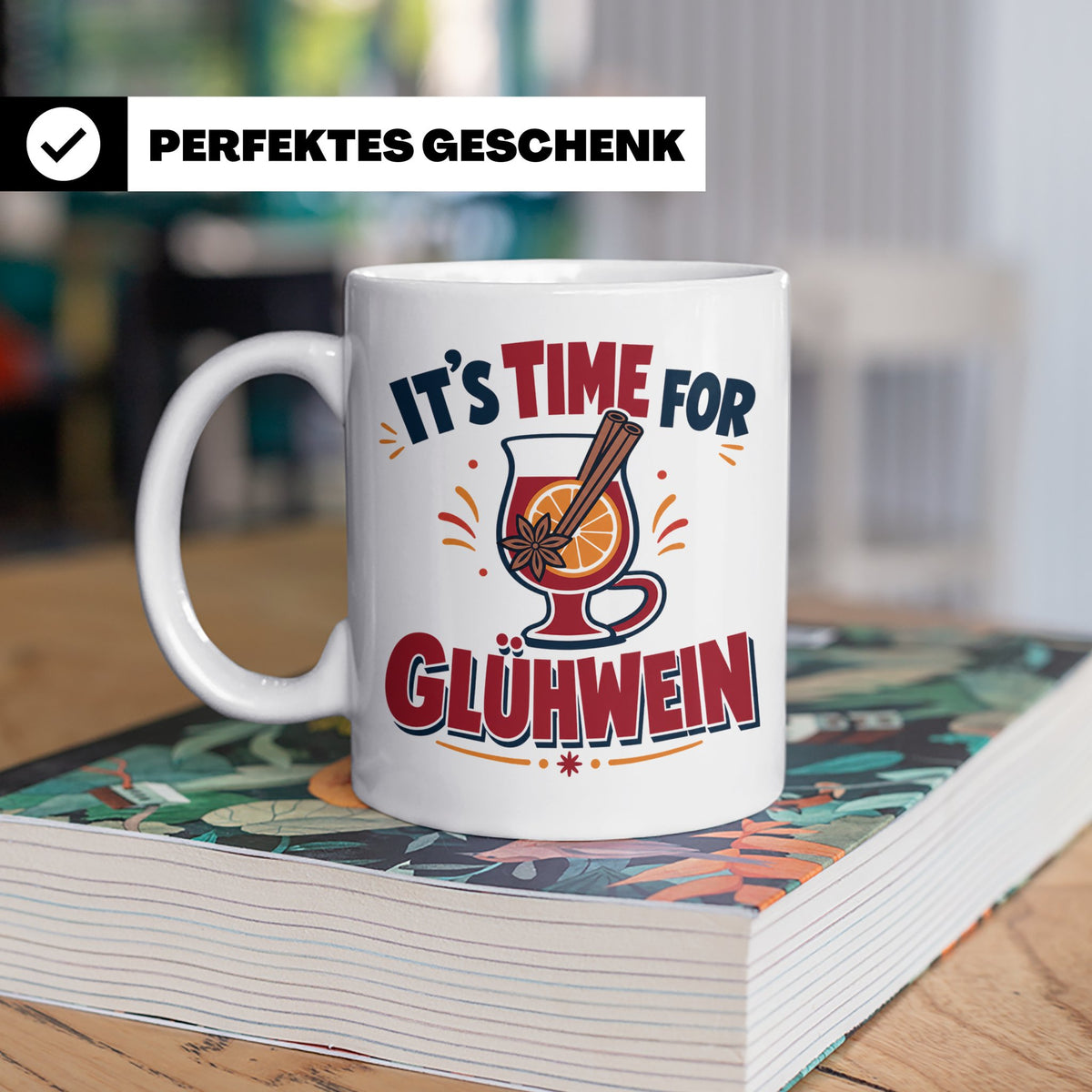 Glühwein Tasse mit Spruch It's Time for Glühwein Weihnachtsm – Weiß [farbe:weiß]