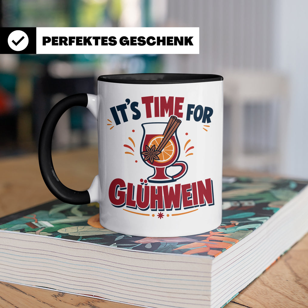 Glühwein Tasse mit Spruch It's Time for Glühwein Weihnachtsm – Schwarz [farbe:schwarz]