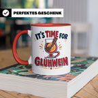 Glühwein Tasse mit Spruch It's Time for Glühwein Weihnachtsm – Rot [farbe:rot]