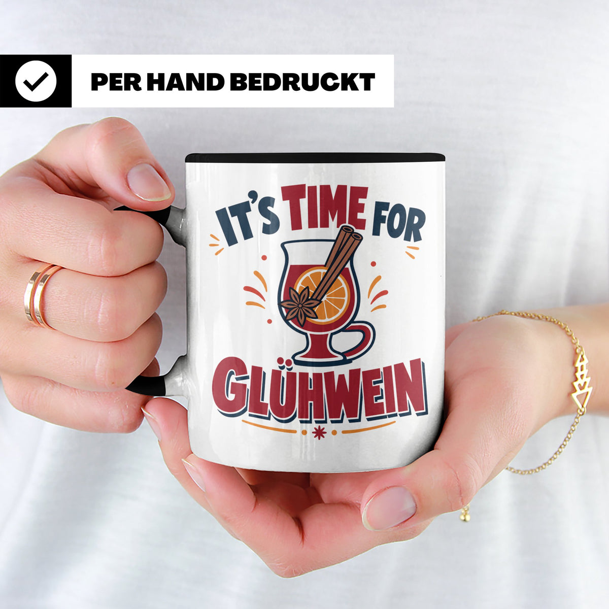 Glühwein Tasse mit Spruch It's Time for Glühwein Weihnachtsm – Schwarz [farbe:schwarz]