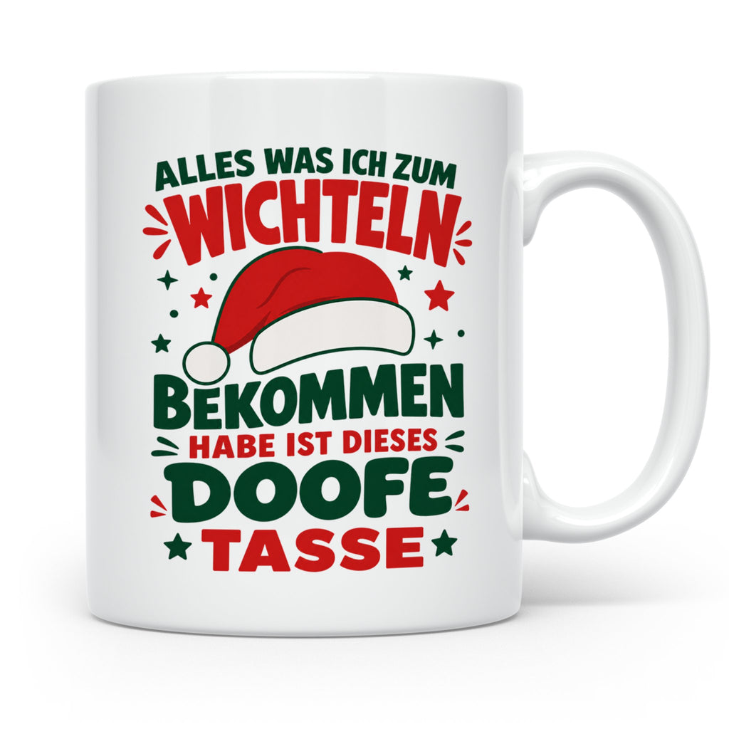 Wichtelgeschenk Tasse lustig Spruch Doofe Tasse Weihnachten  – Weiß [farbe:weiß]