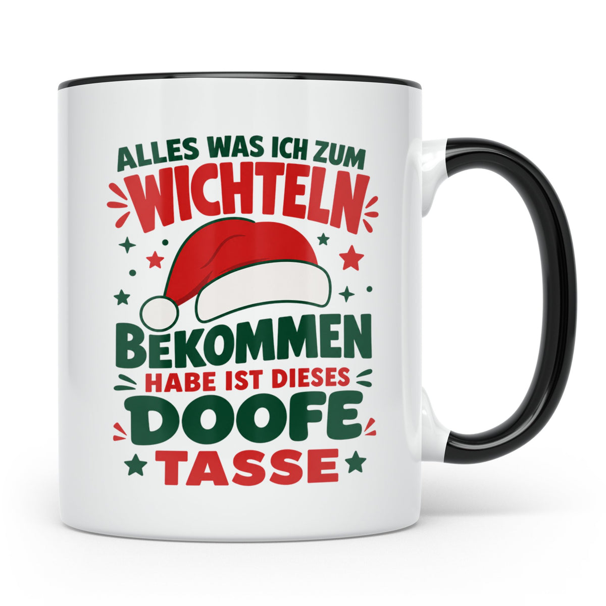 Wichtelgeschenk Tasse lustig Spruch Doofe Tasse Weihnachten  – Schwarz [farbe:schwarz]