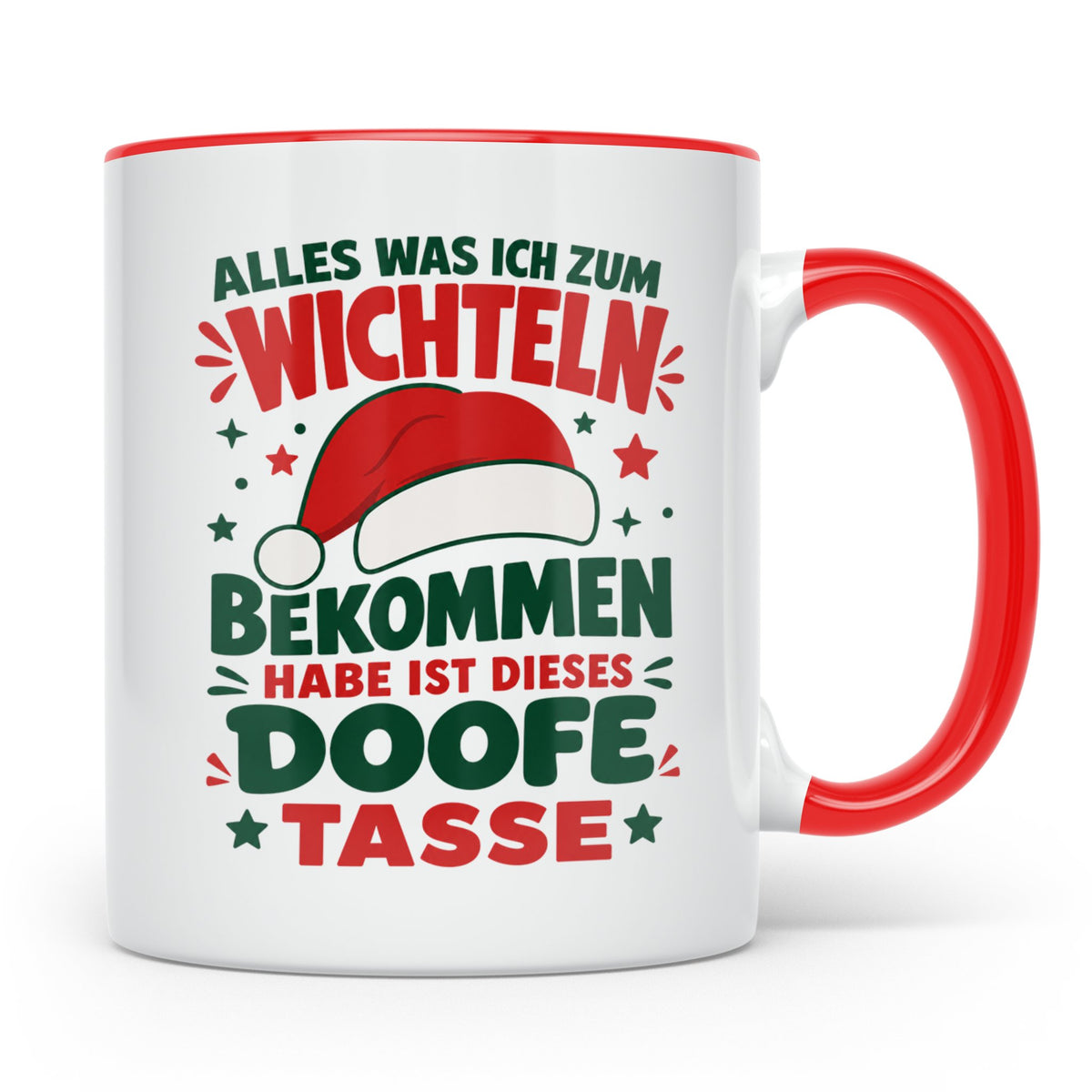 Wichtelgeschenk Tasse lustig Spruch Doofe Tasse Weihnachten  – Rot [farbe:rot]