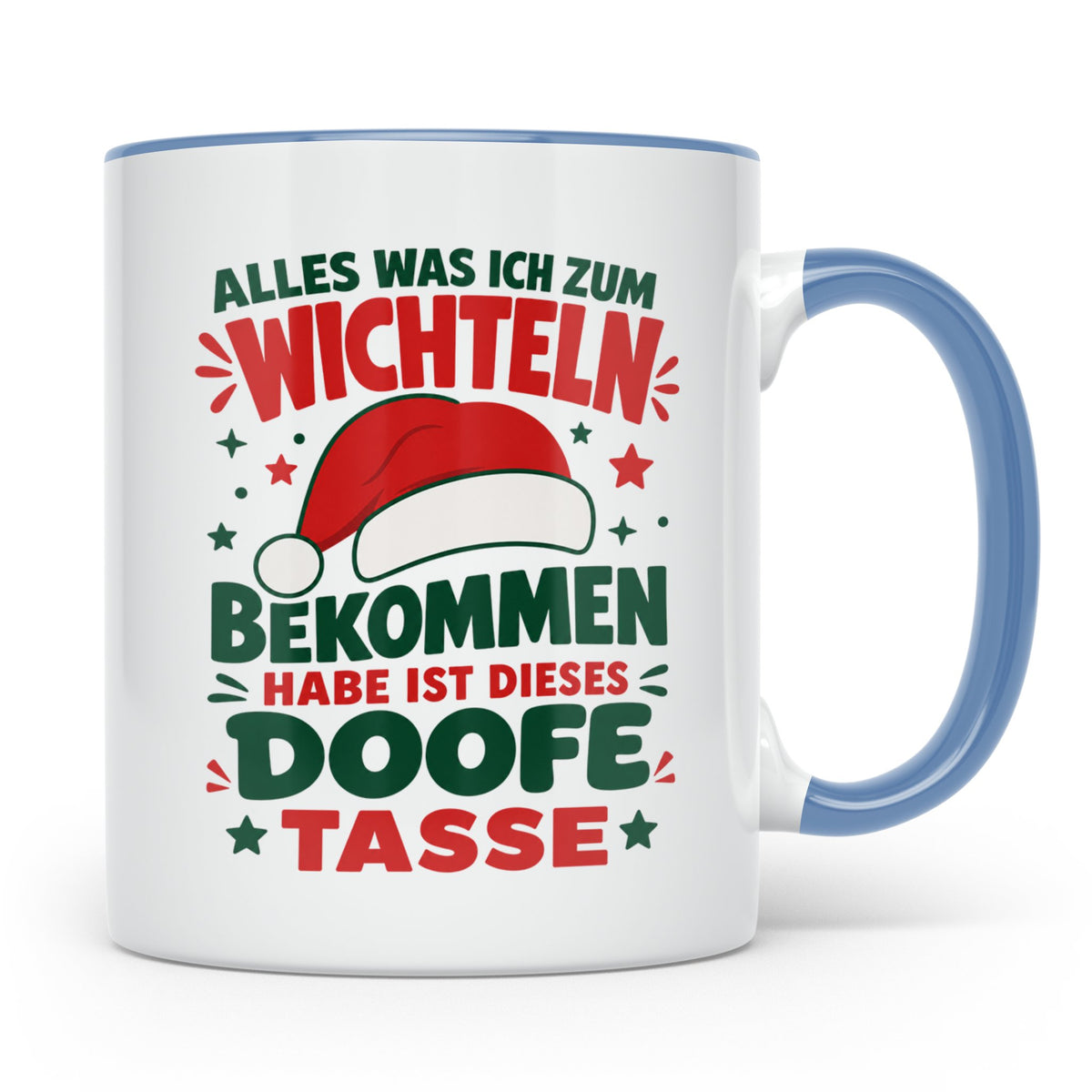 Wichtelgeschenk Tasse lustig Spruch Doofe Tasse Weihnachten  – Blau [farbe:blau]