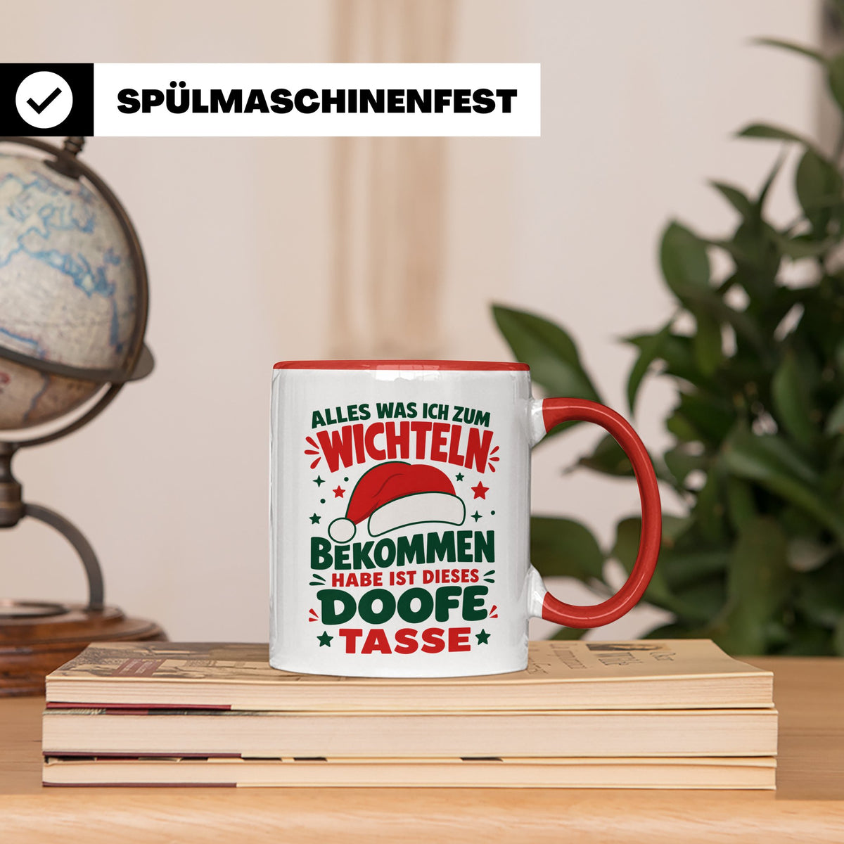 Wichtelgeschenk Tasse lustig Spruch Doofe Tasse Weihnachten  – Rot [farbe:rot]