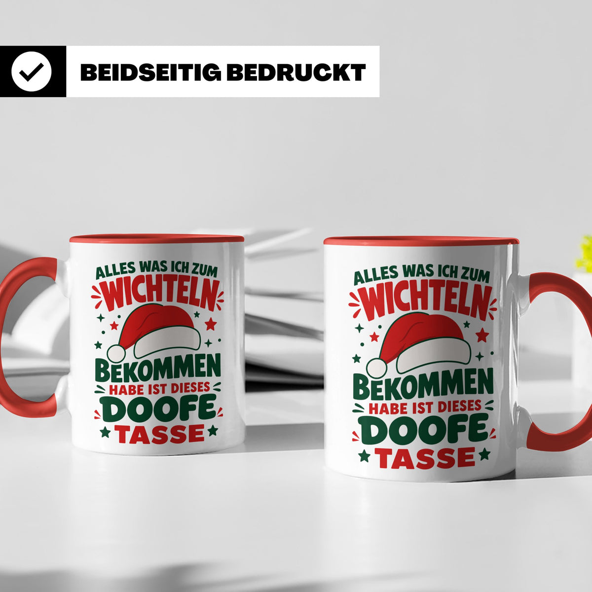 Wichtelgeschenk Tasse lustig Spruch Doofe Tasse Weihnachten  – Rot [farbe:rot]
