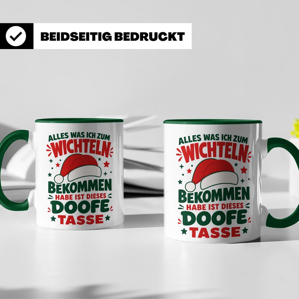 Wichtelgeschenk Tasse lustig Spruch Doofe Tasse Weihnachten  – Grün [farbe:grün]