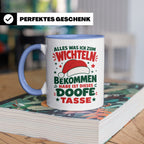 Wichtelgeschenk Tasse lustig Spruch Doofe Tasse Weihnachten  – Blau [farbe:blau]