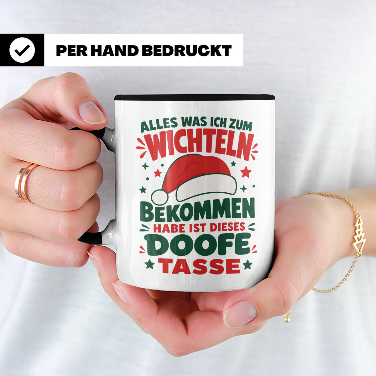 Wichtelgeschenk Tasse lustig Spruch Doofe Tasse Weihnachten  – Schwarz [farbe:schwarz]