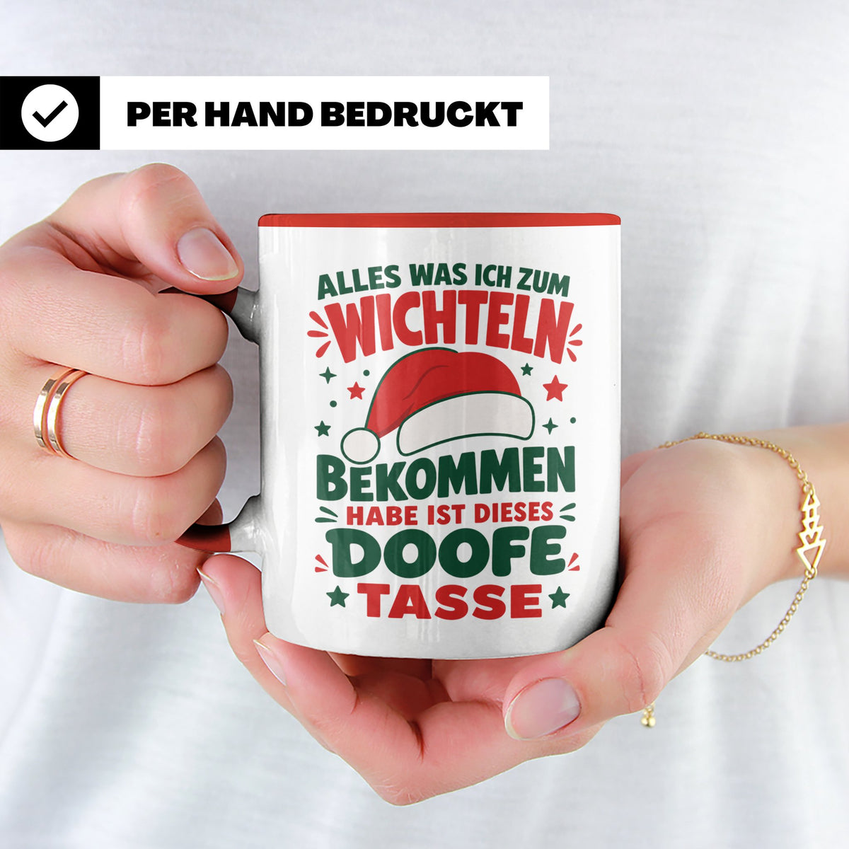 Wichtelgeschenk Tasse lustig Spruch Doofe Tasse Weihnachten  – Rot [farbe:rot]