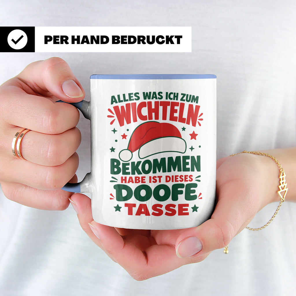 Wichtelgeschenk Tasse lustig Spruch Doofe Tasse Weihnachten  – Blau [farbe:blau]