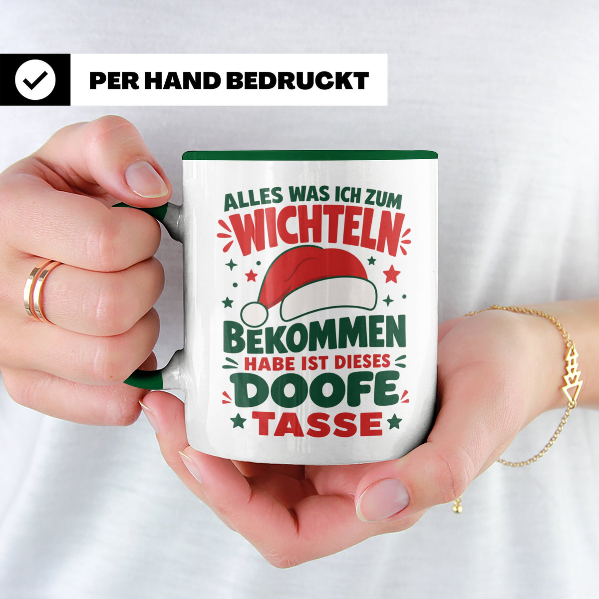 Wichtelgeschenk Tasse lustig Spruch Doofe Tasse Weihnachten  – Grün [farbe:grün]