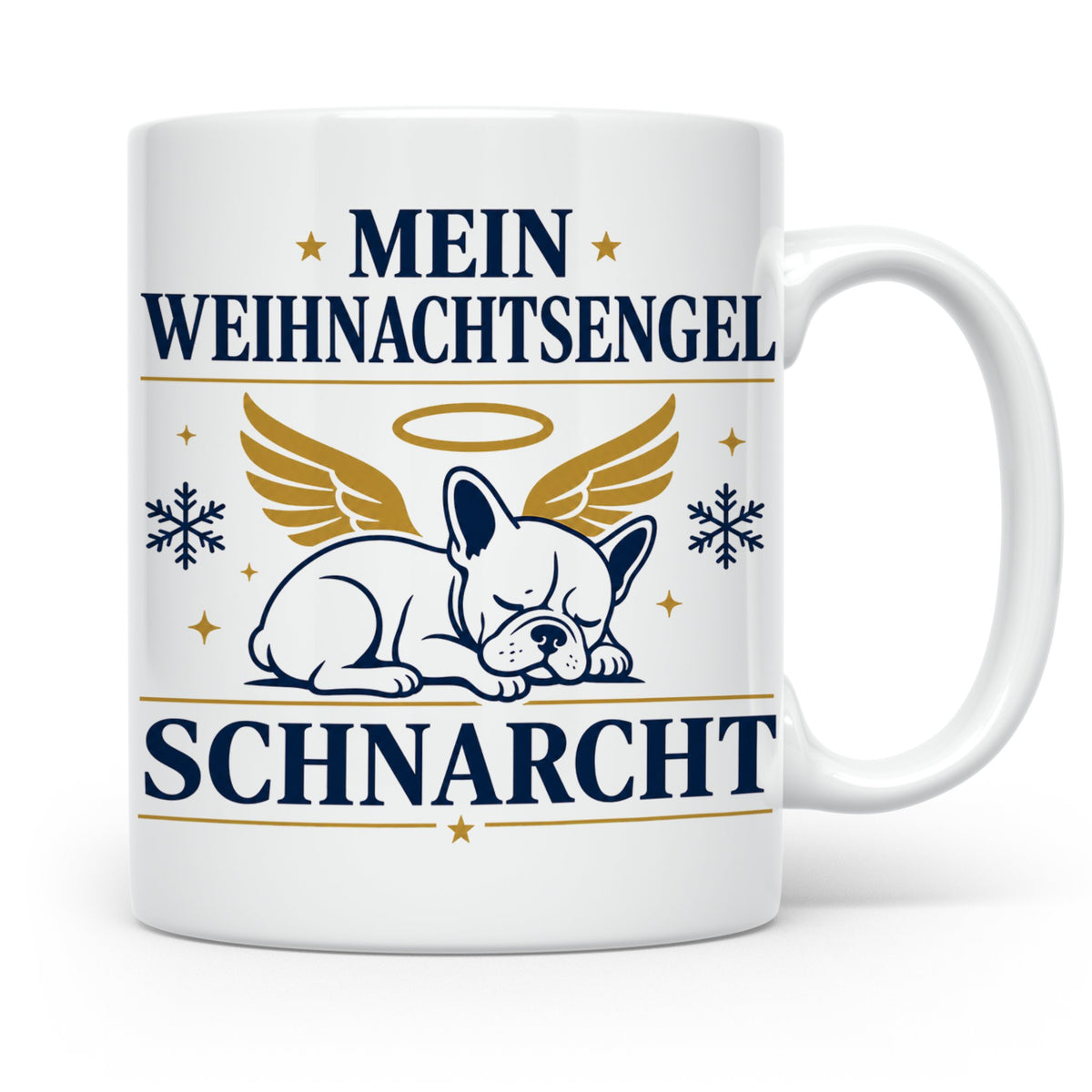Französische Bulldogge Tasse Mein Weihnachtsengel schnarcht, – Weiß [farbe:weiß]