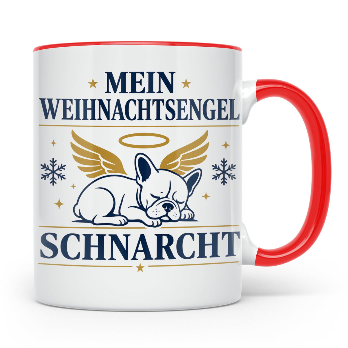 Französische Bulldogge Tasse Mein Weihnachtsengel schnarcht, – Rot [farbe:rot]