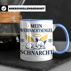Französische Bulldogge Tasse Mein Weihnachtsengel schnarcht, – Blau [farbe:blau]