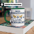 Französische Bulldogge Tasse Mein Weihnachtsengel schnarcht, – Grün [farbe:grün]