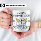 Französische Bulldogge Tasse Mein Weihnachtsengel schnarcht, – Weiß [farbe:weiß]