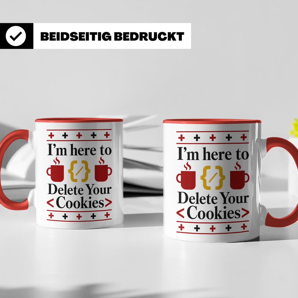 Programmierer Tasse "Delete Your Cookies" Lustiger Coder Spr – Rot [farbe:rot]