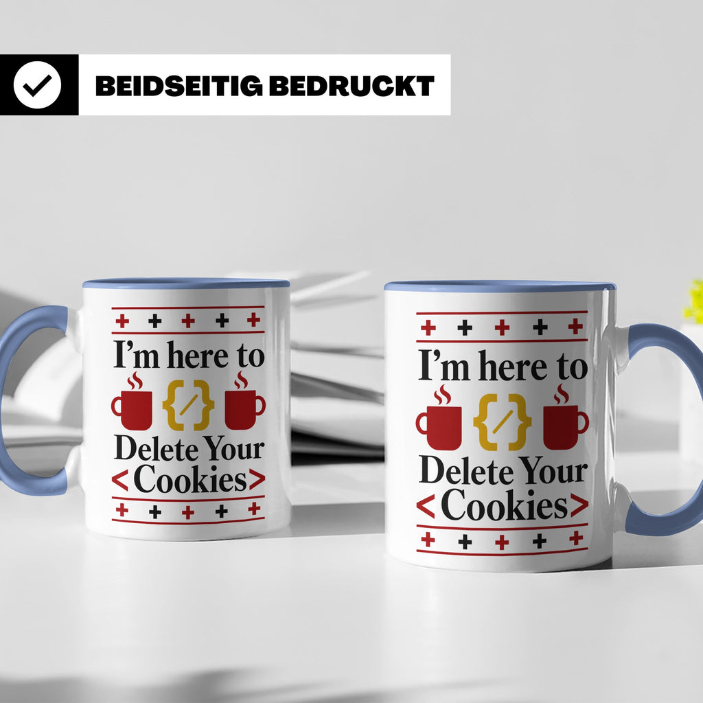Programmierer Tasse "Delete Your Cookies" Lustiger Coder Spr – Blau [farbe:blau]