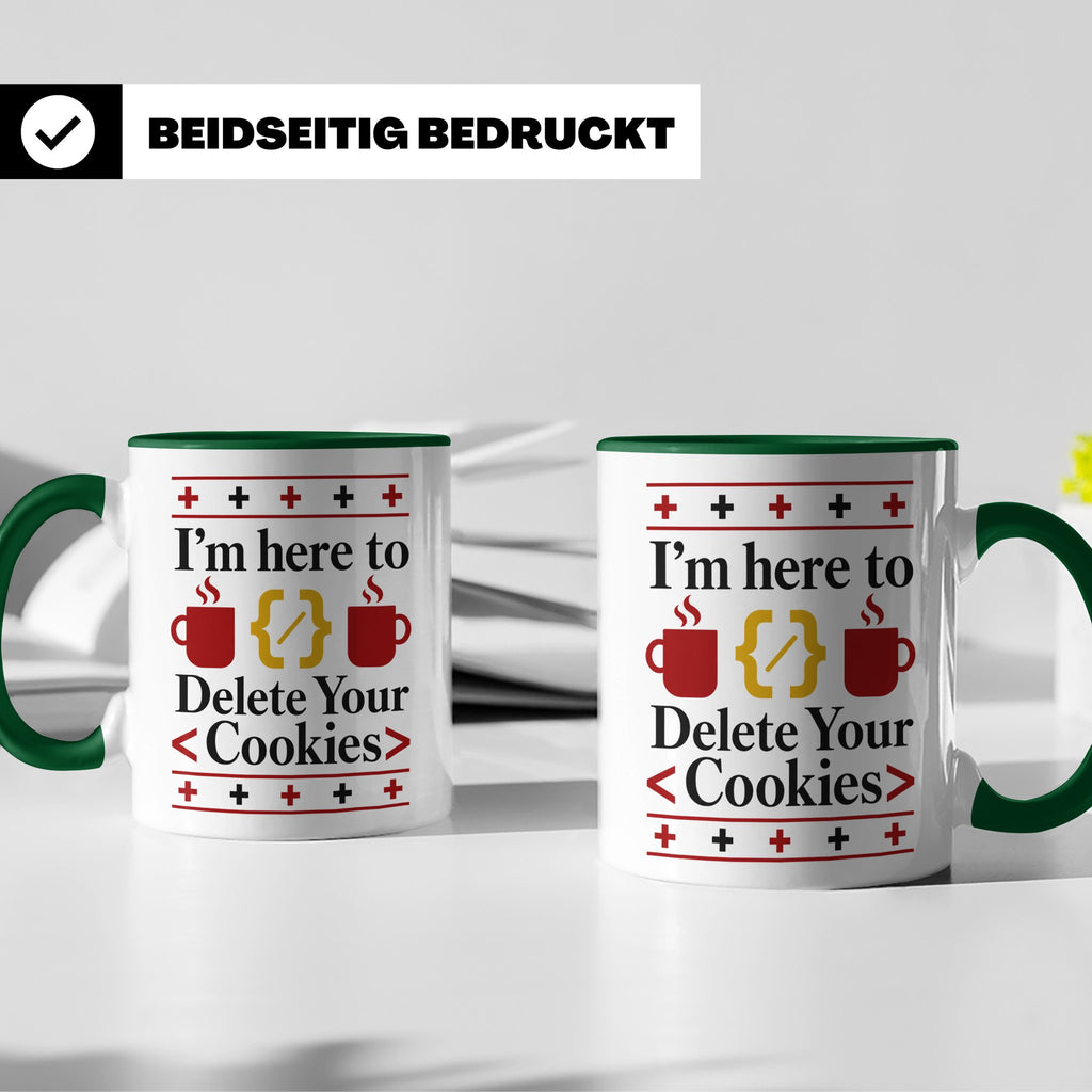 Programmierer Tasse "Delete Your Cookies" Lustiger Coder Spr – Grün [farbe:grün]