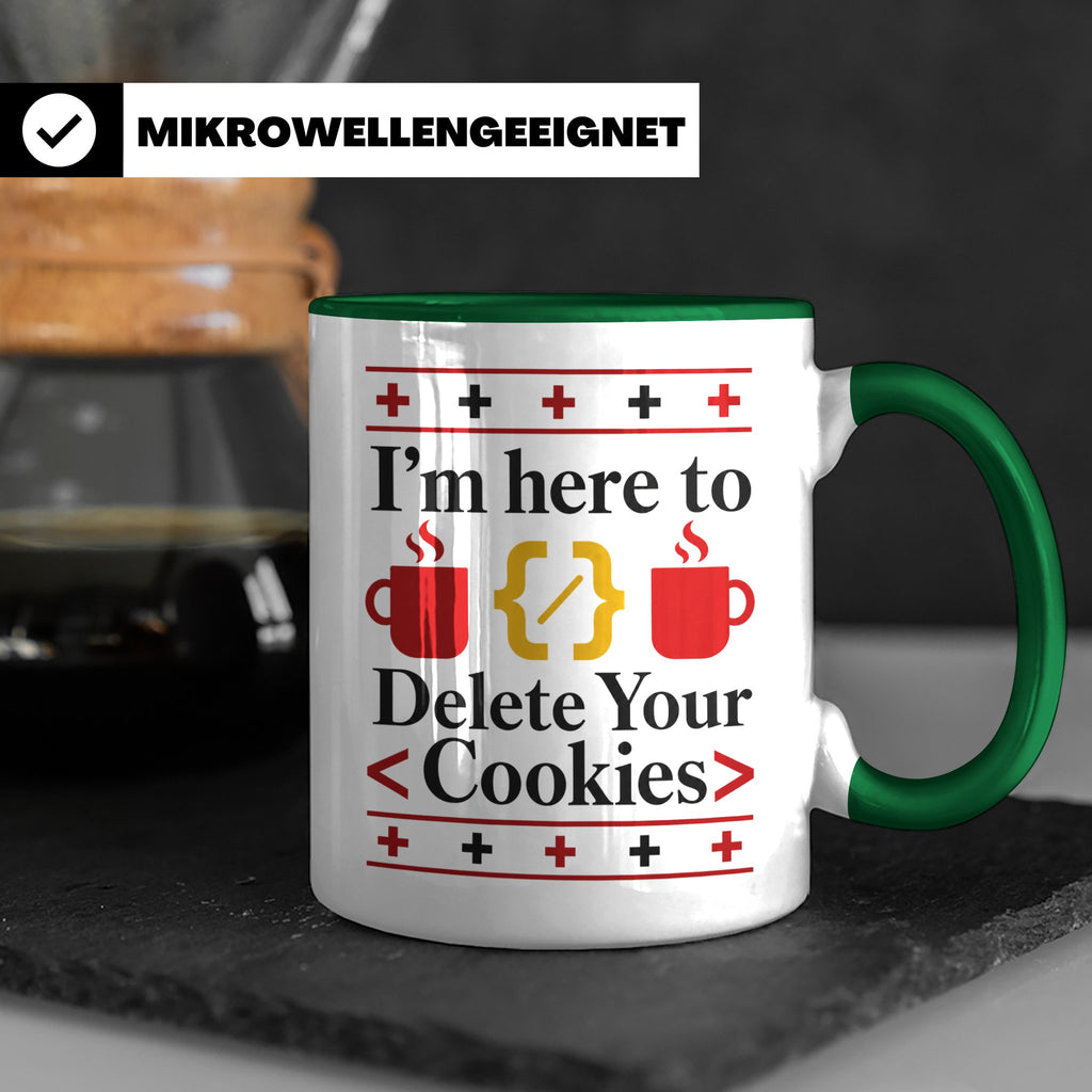 Programmierer Tasse "Delete Your Cookies" Lustiger Coder Spr – Grün [farbe:grün]