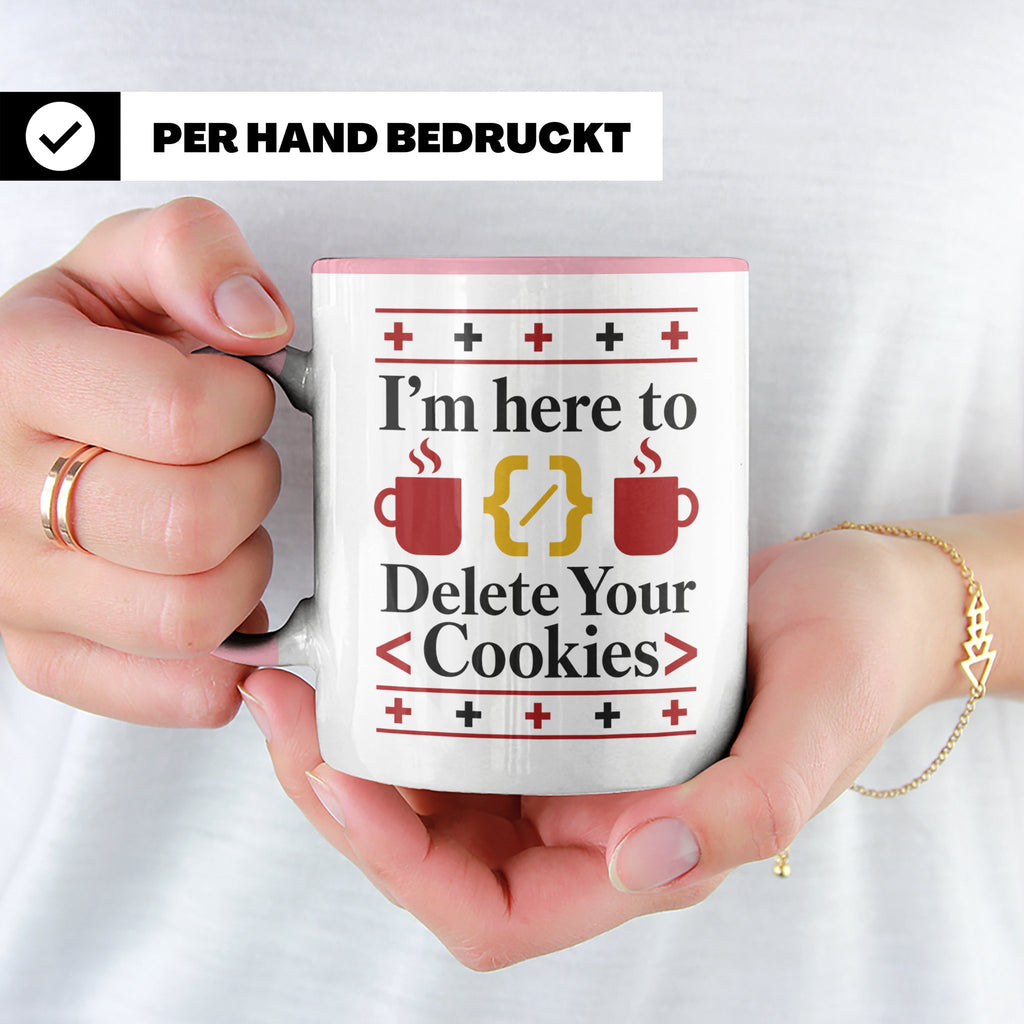 Programmierer Tasse "Delete Your Cookies" Lustiger Coder Spr – Rosa [farbe:rosa]
