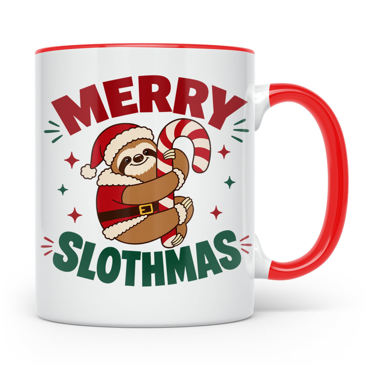Faultier Tasse Merry Slothmas Lustiges Geschenkidee für Faul – Rot [farbe:rot]