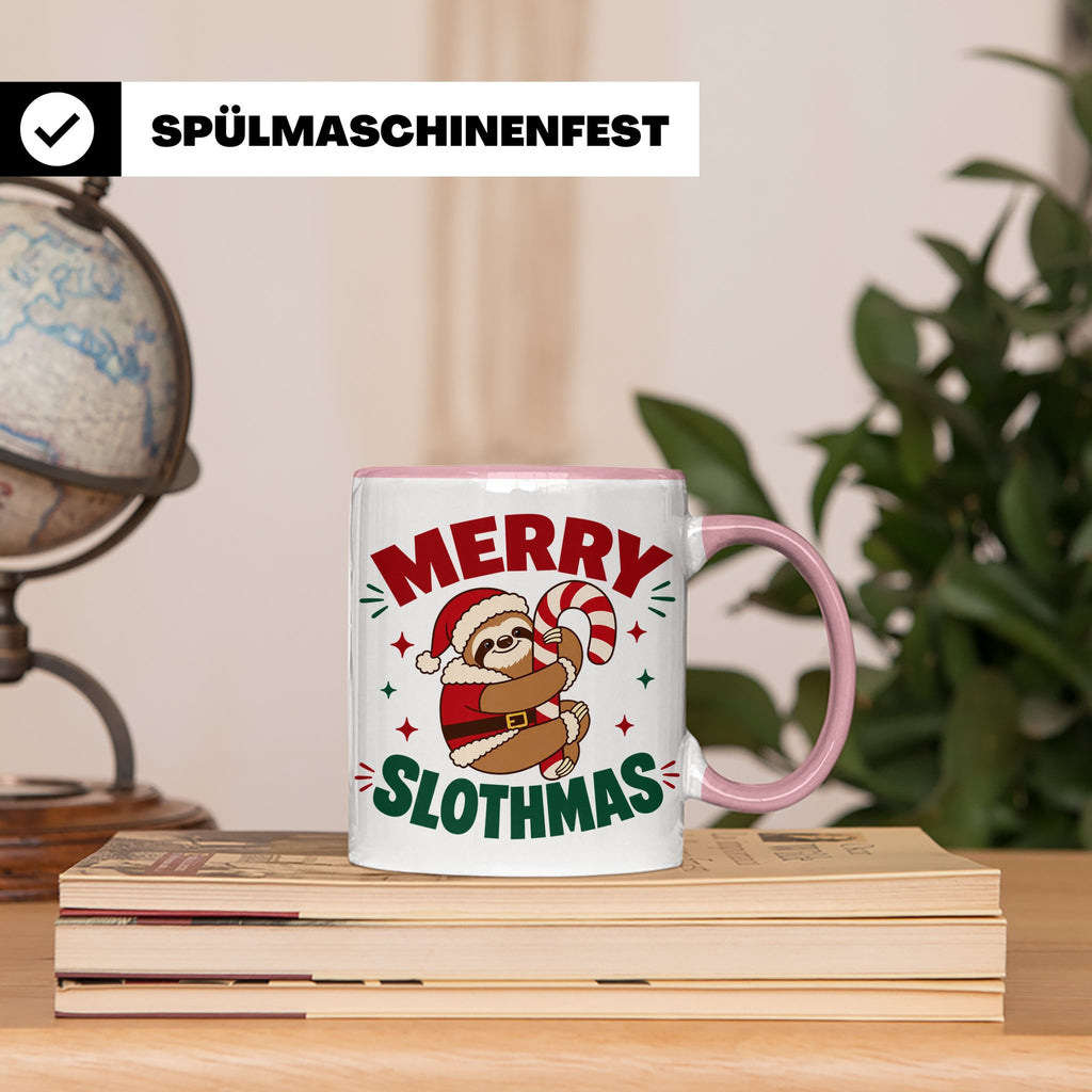 Faultier Tasse Merry Slothmas Lustiges Geschenkidee für Faul – Rosa [farbe:rosa]