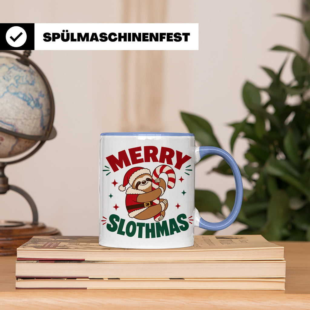 Faultier Tasse Merry Slothmas Lustiges Geschenkidee für Faul – Blau [farbe:blau]