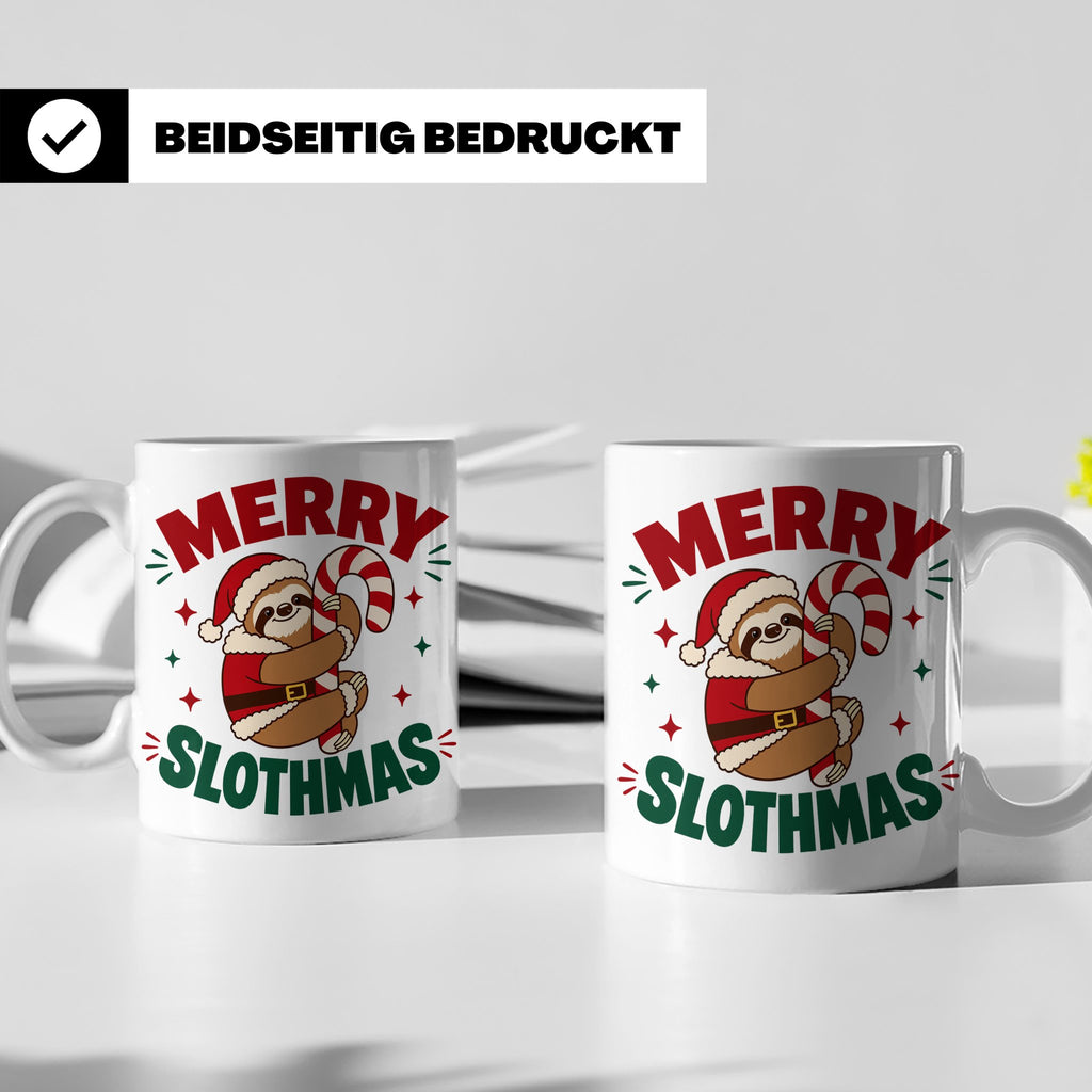 Faultier Tasse Merry Slothmas Lustiges Geschenkidee für Faul – Weiß [farbe:weiß]