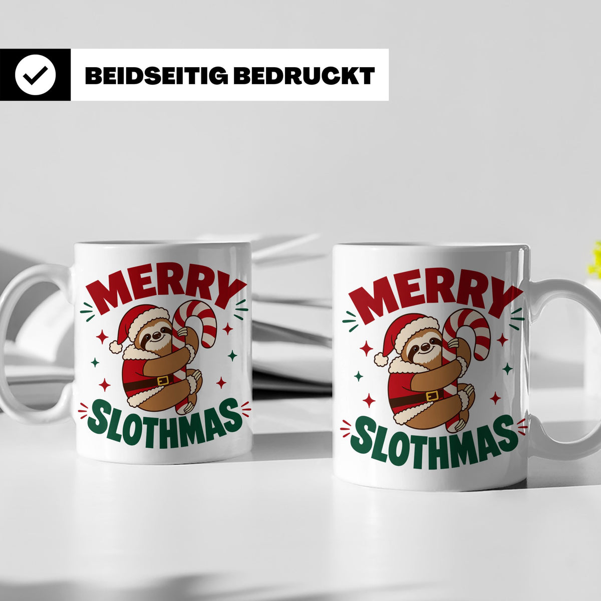 Faultier Tasse Merry Slothmas Lustiges Geschenkidee für Faul – Weiß [farbe:weiß]
