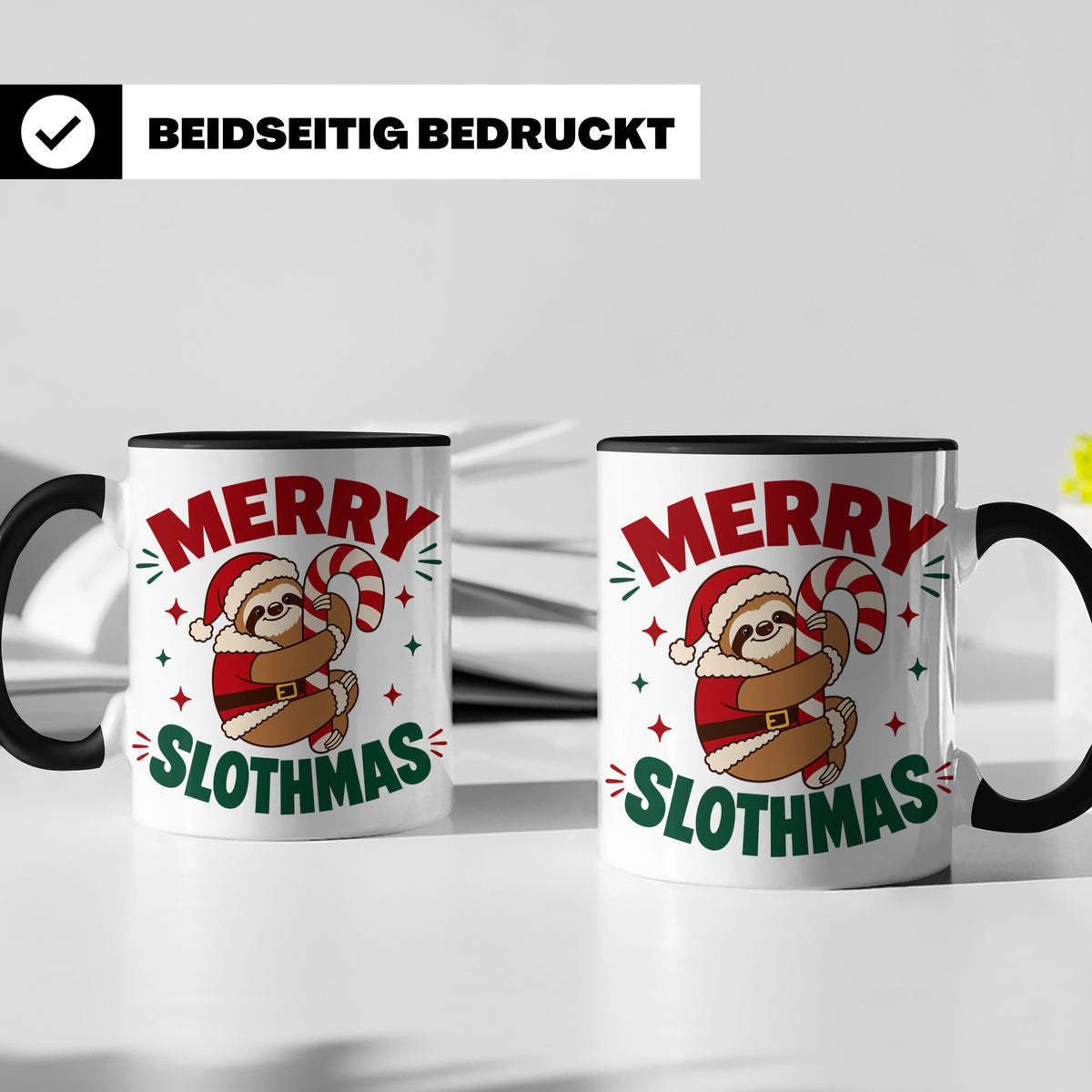 Faultier Tasse Merry Slothmas Lustiges Geschenkidee für Faul – Schwarz [farbe:schwarz]