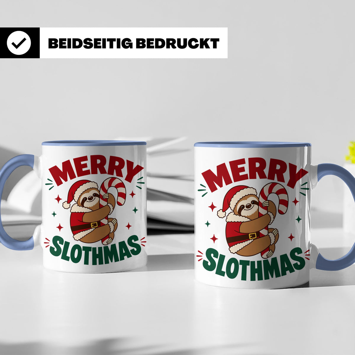 Faultier Tasse Merry Slothmas Lustiges Geschenkidee für Faul – Blau [farbe:blau]