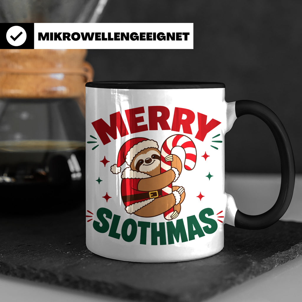 Faultier Tasse Merry Slothmas Lustiges Geschenkidee für Faul – Schwarz [farbe:schwarz]