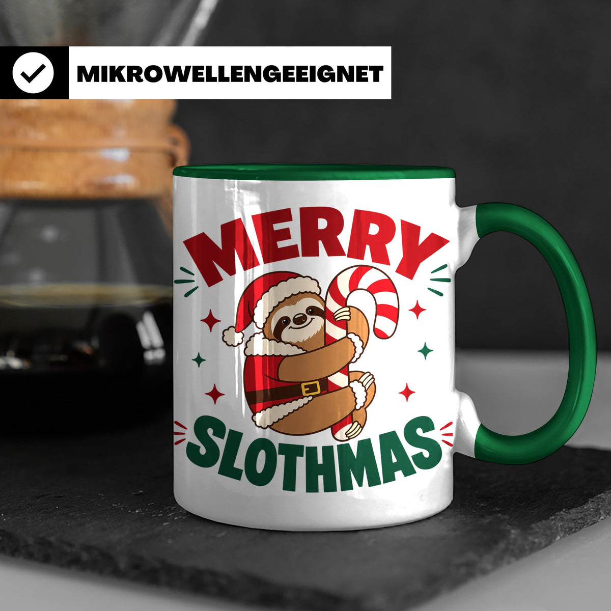 Faultier Tasse Merry Slothmas Lustiges Geschenkidee für Faul – Grün [farbe:grün]