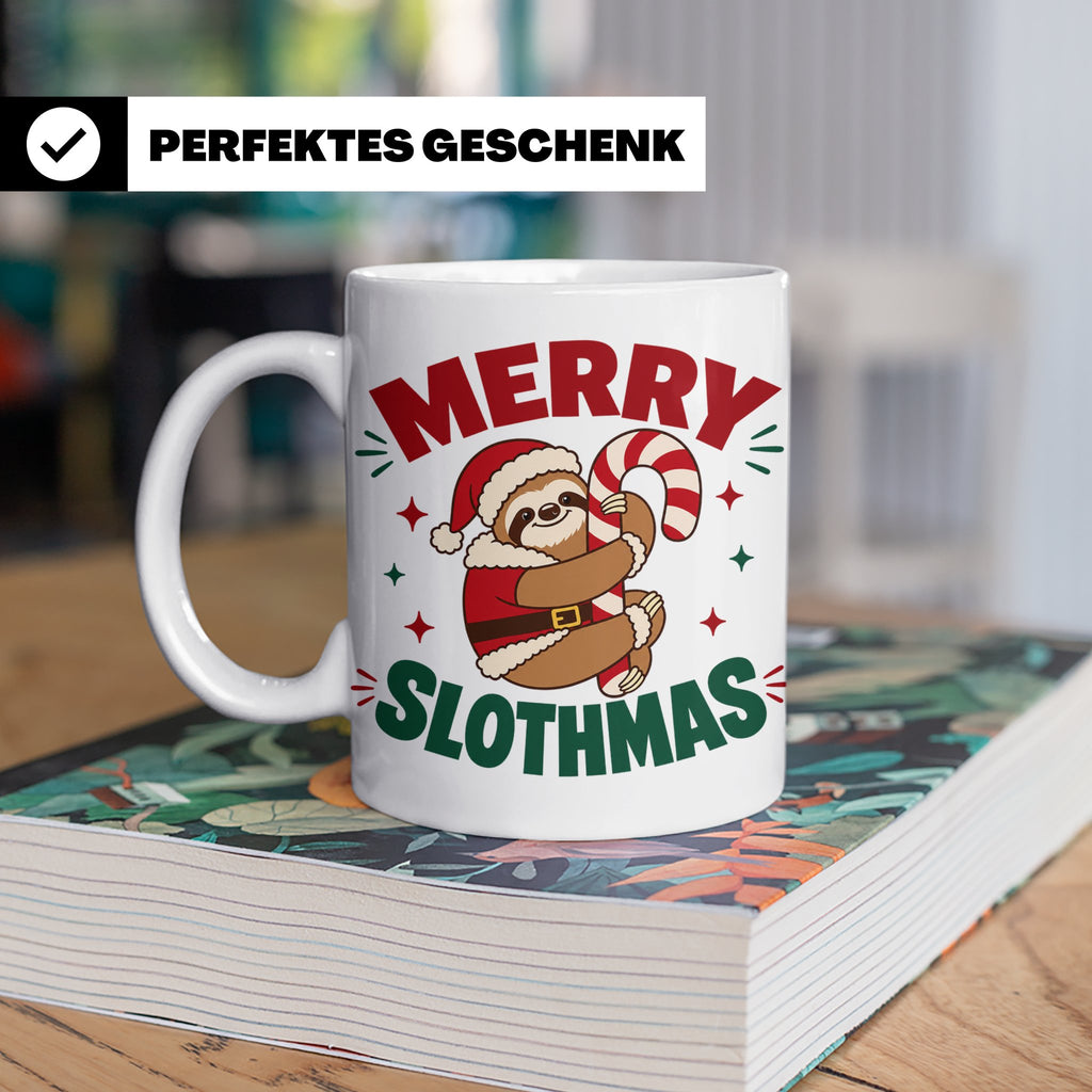 Faultier Tasse Merry Slothmas Lustiges Geschenkidee für Faul – Weiß [farbe:weiß]