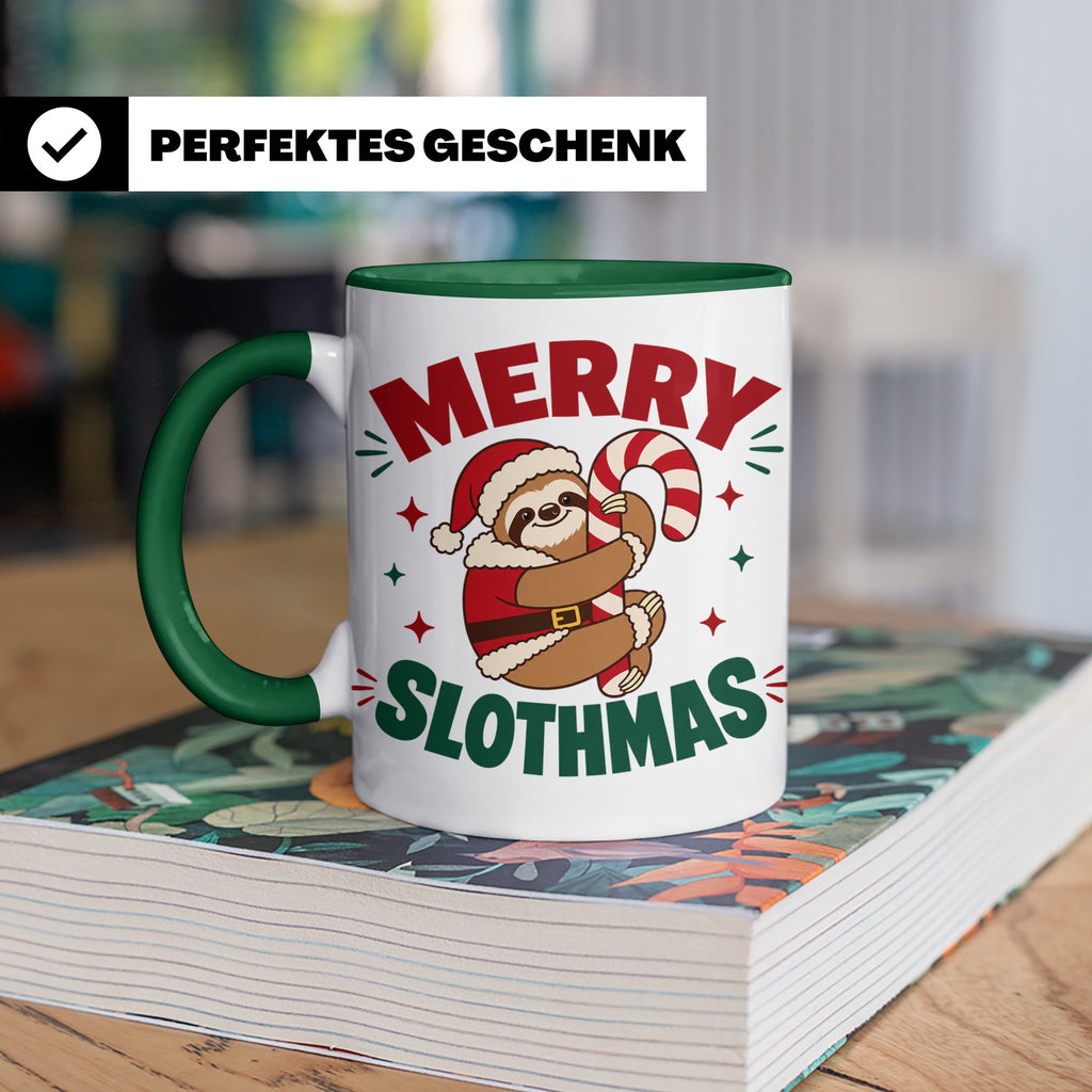 Faultier Tasse Merry Slothmas Lustiges Geschenkidee für Faul – Grün [farbe:grün]