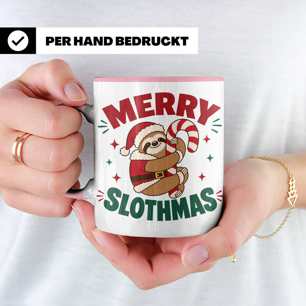 Faultier Tasse Merry Slothmas Lustiges Geschenkidee für Faul – Rosa [farbe:rosa]