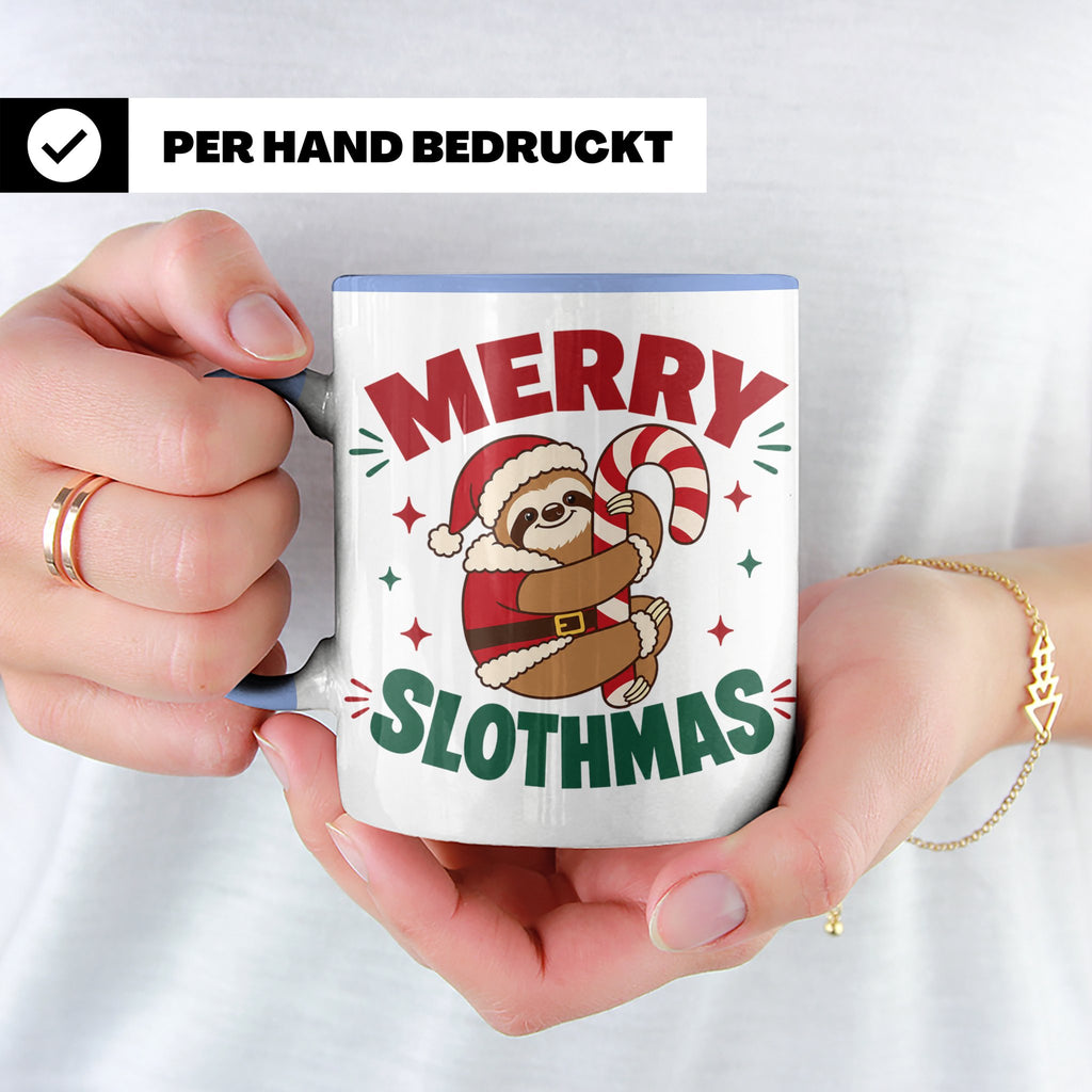 Faultier Tasse Merry Slothmas Lustiges Geschenkidee für Faul – Blau [farbe:blau]