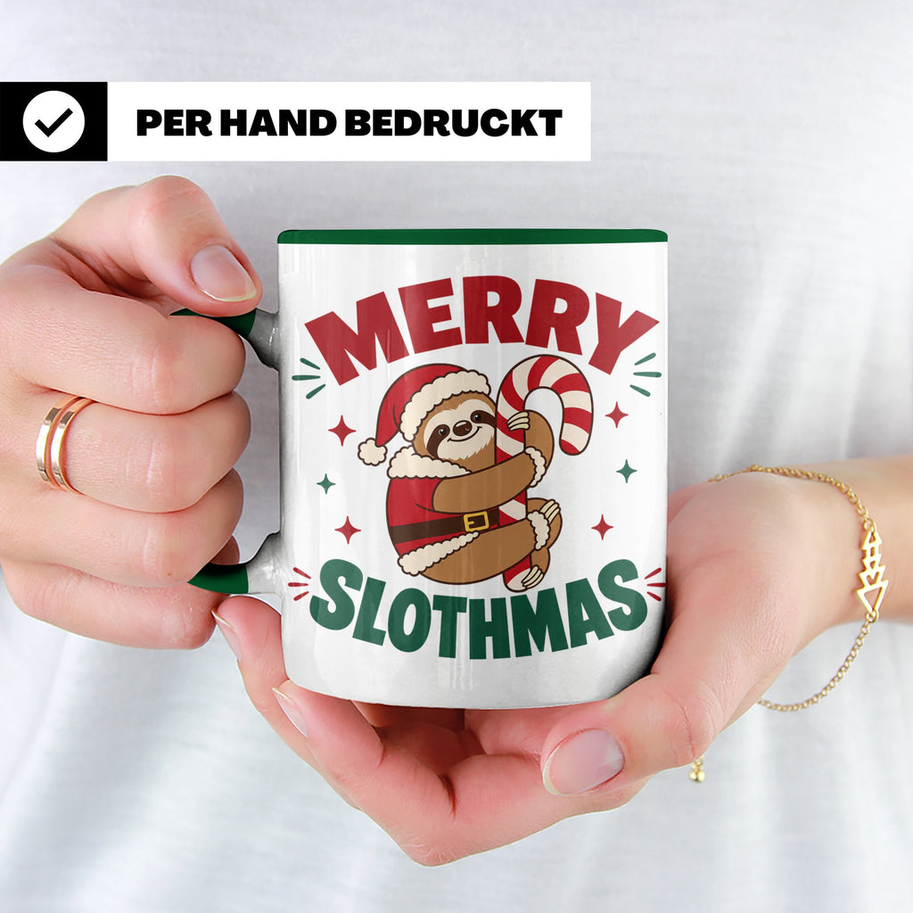 Faultier Tasse Merry Slothmas Lustiges Geschenkidee für Faul – Grün [farbe:grün]